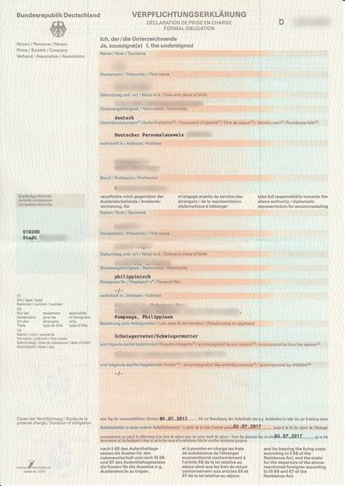HOW TO APPLY FOR A FORMAL OBLIGATION Or VERPFLICHTUNGSERK RUNG FOR GERMAN SCHENGEN VISA